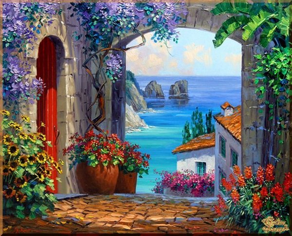 Средиземноморский пейзаж картины