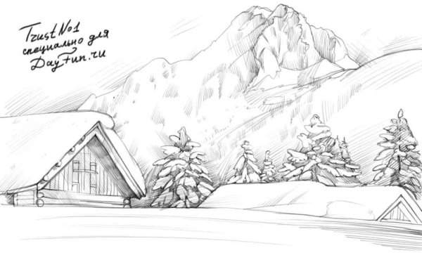 Пейзаж карандашом