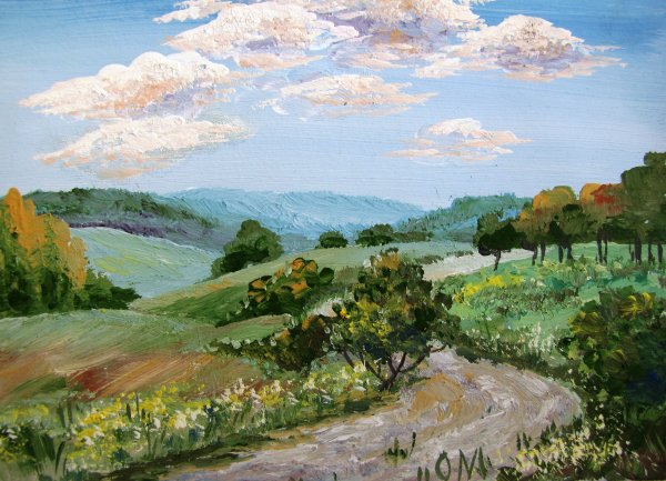 Пейзаж гуашью