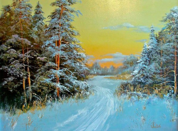 Леднев Александр Алексеевич . Зимний пейзаж.