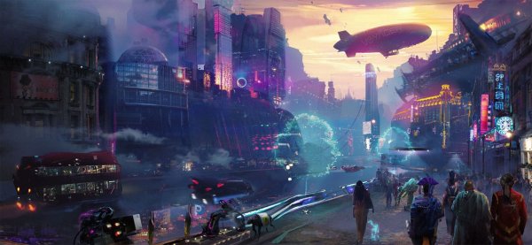 Cyberpunk город арт