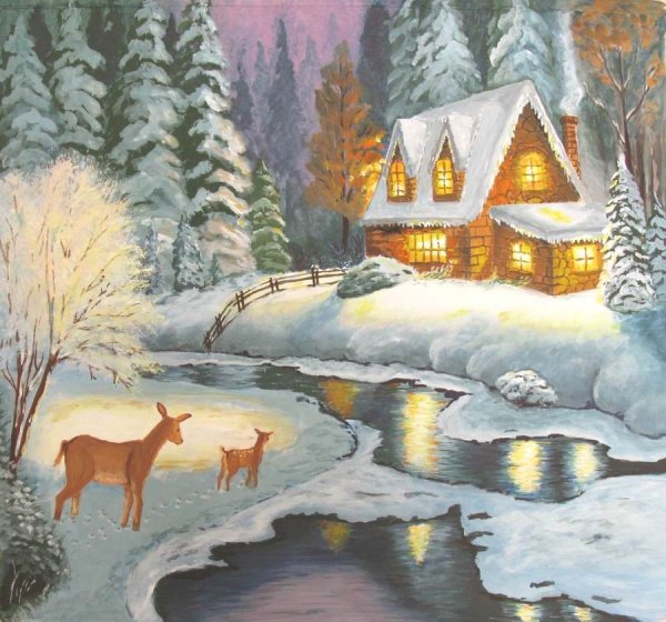 Зимний лес рисунок