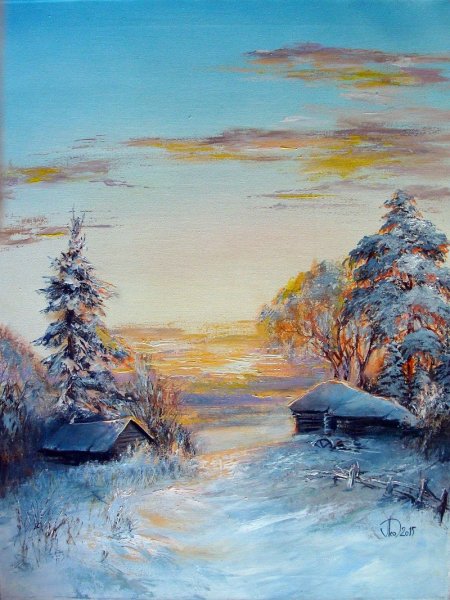 Леднев Александр Алексеевич . Зимний пейзаж.