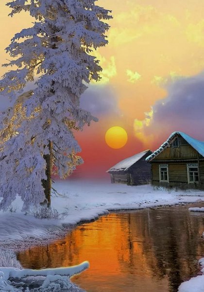 Солнечное Снежное утро