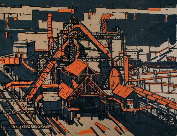 Лаури Лоуренс Стивен Индустриальный пейзаж. 1944.