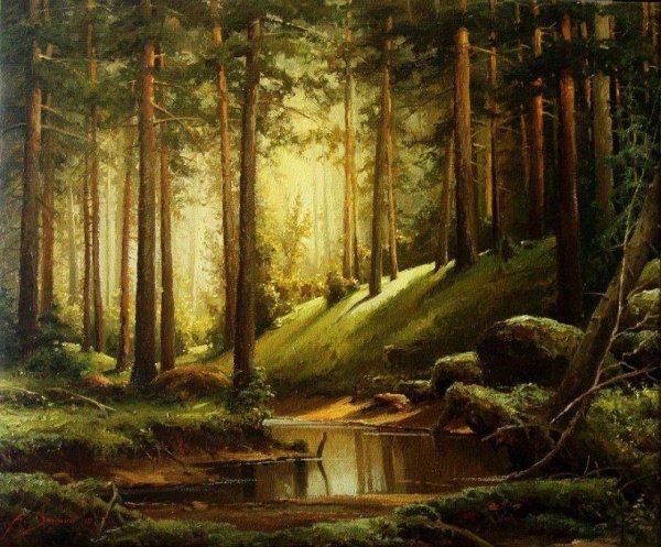Иван Иванович Шишкин Лесной пейзаж Лесной ручей Сосновый Бор