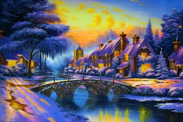 Thomas Kinkade Рождественские домики