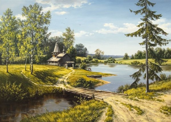 Виктор Андреев картины пейзаж лето