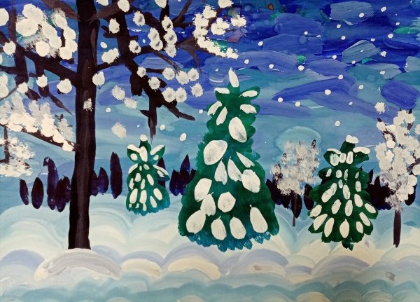 Зимний пейзаж рисунок