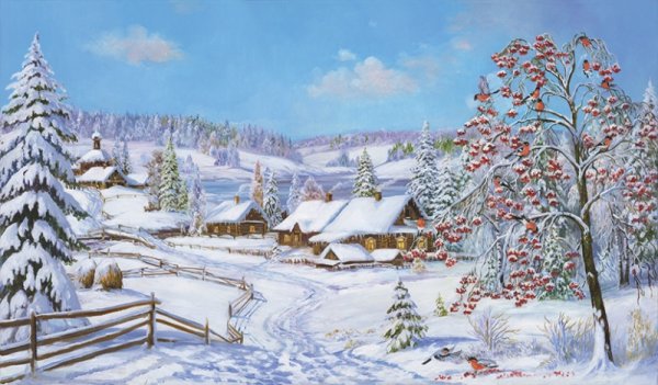 Рисование зимний лес