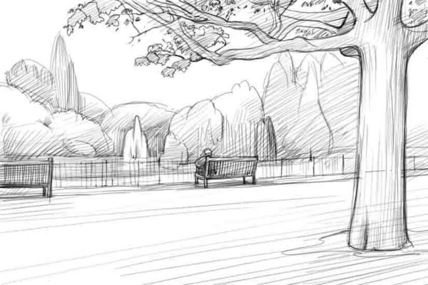 Пейзаж в графике легкий