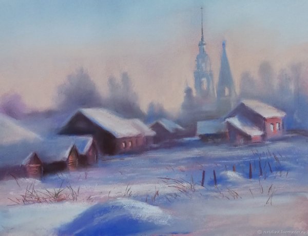 Рисование пастелью зима