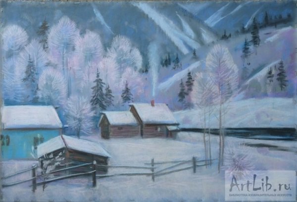 Живопись пастель зима