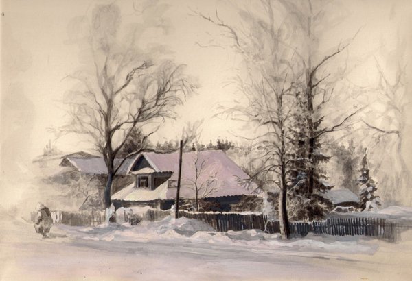 Пейзаж в стиле гризайль