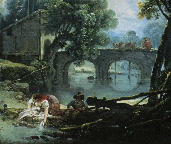 Франсуа Буше пейзаж с отшельником