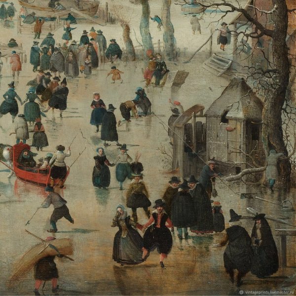 Хендрик Аверкамп «зимний пейзаж с конькобежцами» 1609