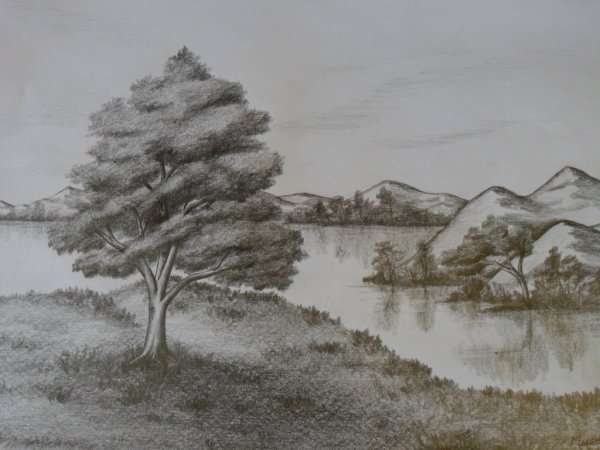 Пейзаж углем