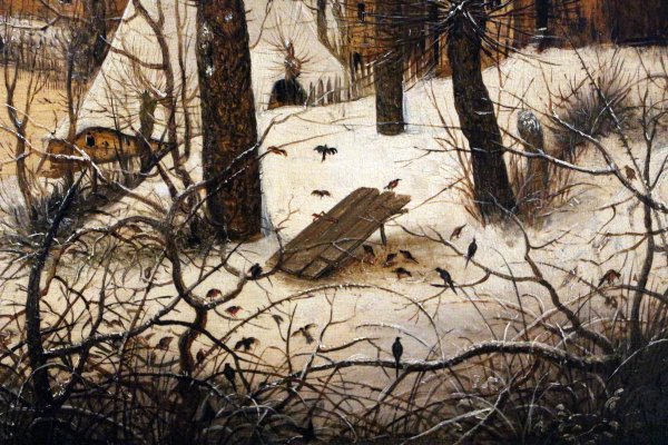 Зимний пейзаж с ловушкой для птиц