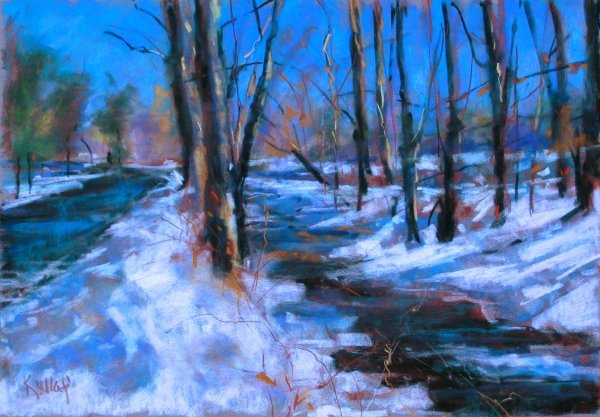 Зимний пейзаж пастелью