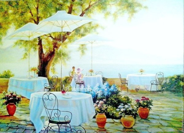 Живопись кафе у моря