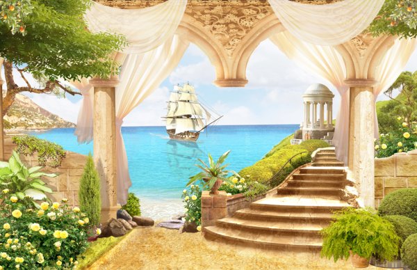 Фотообои терраса с колоннами