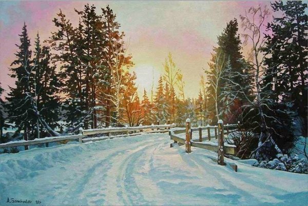 Картины художника Самохвалова зима