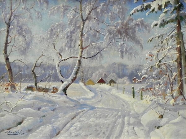 Художник Хоакин мир зимний пейзаж