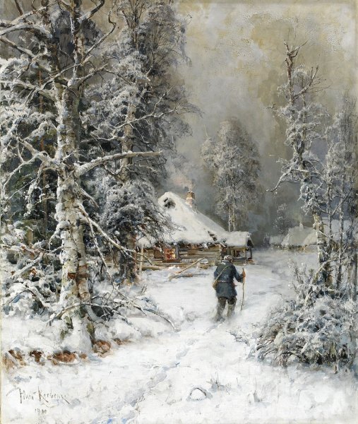 Юлий Клевер, «зимний пейзаж», 1900