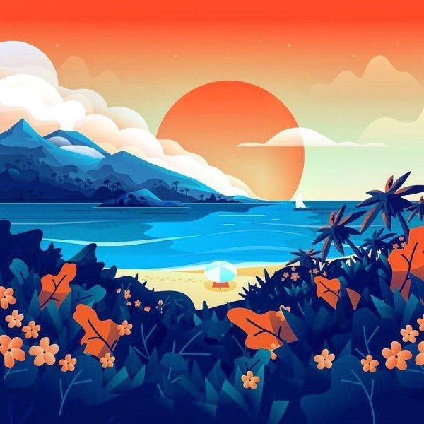 Пейзаж в иллюстраторе