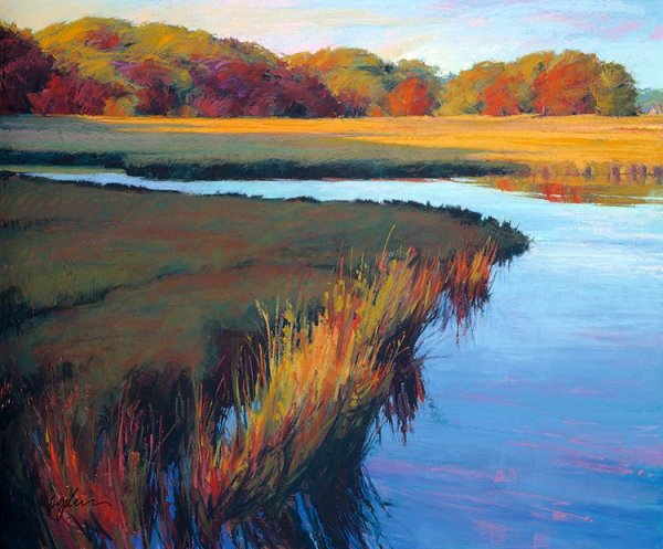 Пейзаж пастелью сухой