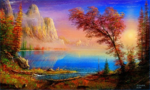 Немецкий художник Андреа Косслик осень в горах