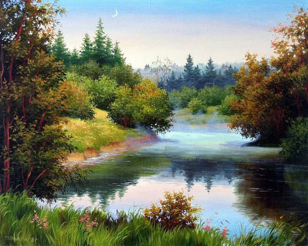 Леднев Александр Алексеевич . Зимний пейзаж.