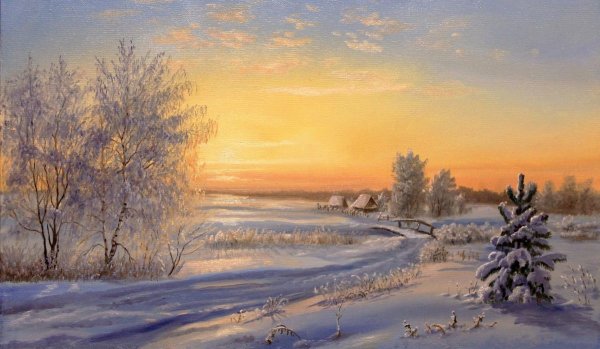 Зимний пейзаж картины художников