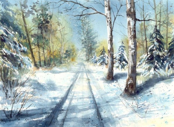 Зимний лес рисунок