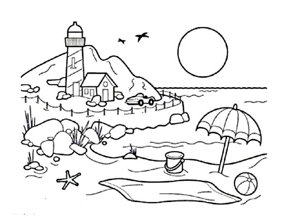 Пейзаж для раскрашивания детям