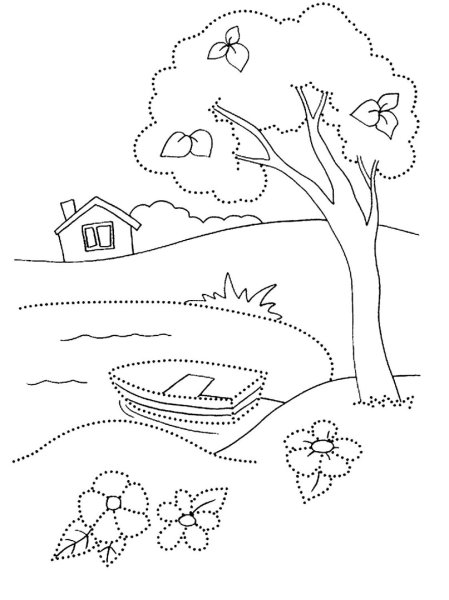 Летний пейзаж раскраска