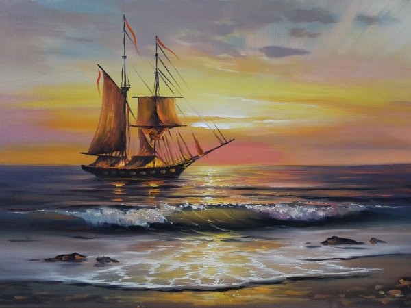 Картины море корабль Крузенштерн