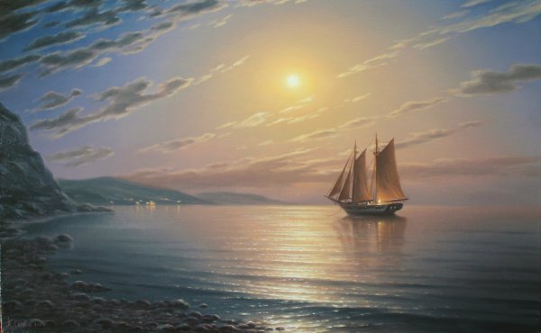 Парусный корабль на закате