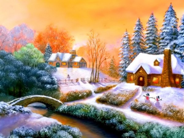 Thomas Kinkade Рождественские домики