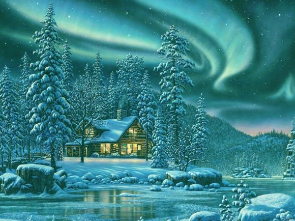 Зимний новогодний пейзаж