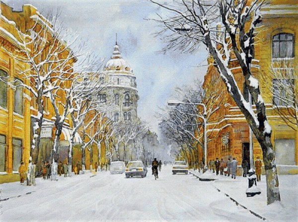 Акварель городской пейзаж Рига