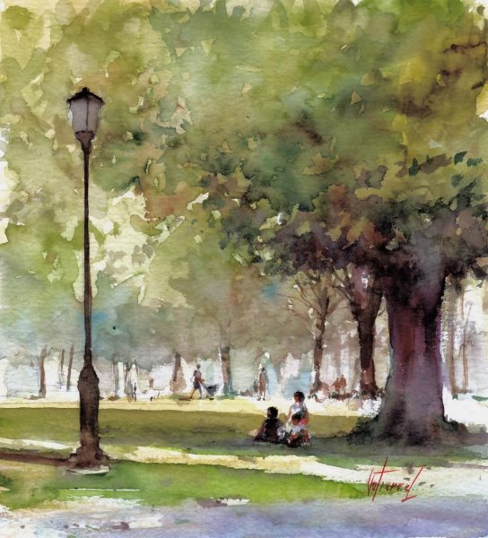 Пленэр акварель парк