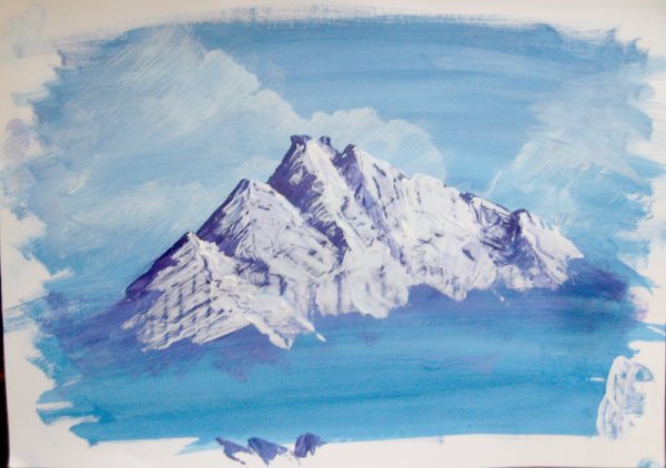 Зимний пейзаж гуашью