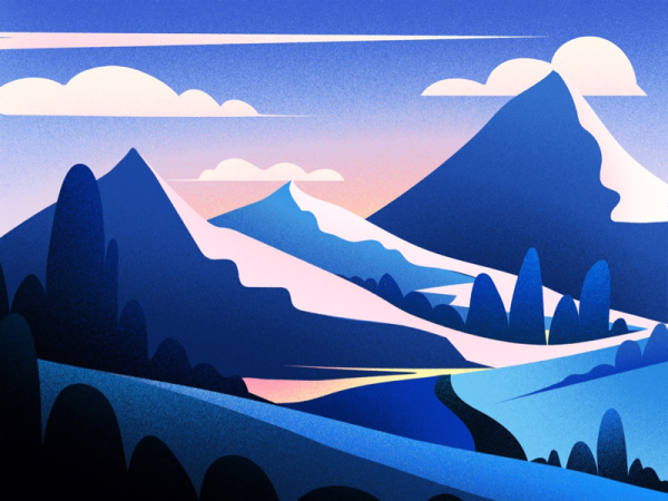 Декоративный стилизованный пейзаж