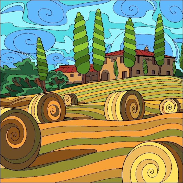 Стилизованный пейзаж вектор