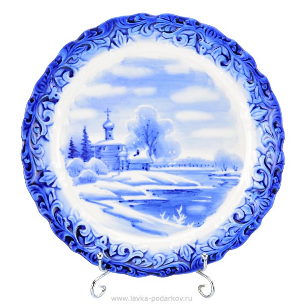 Декоративная тарелка Гжель