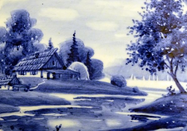 Гжель пейзаж зимний