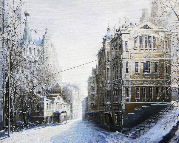 Александр Стародубов зимний город картины