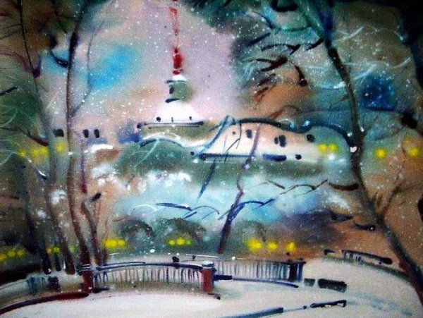 Рождество гуашью