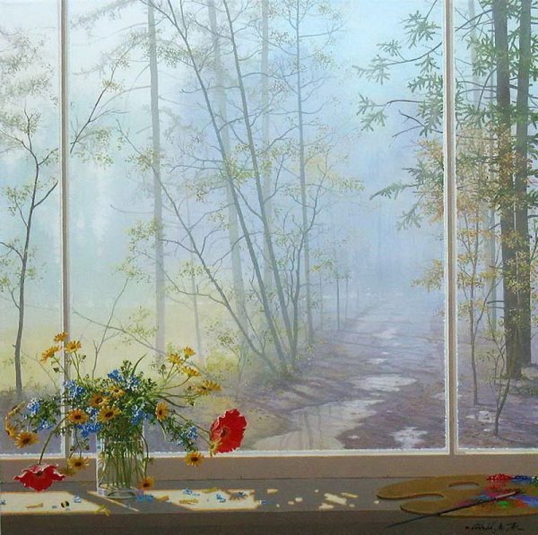 Картина "открытое окно в сад"Николай Богданов-Бельский